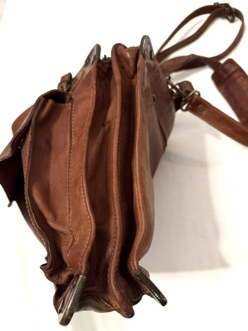 Overland Outfitters Leather Messenger Bag Brown Camel Full Grain Leather Satchel